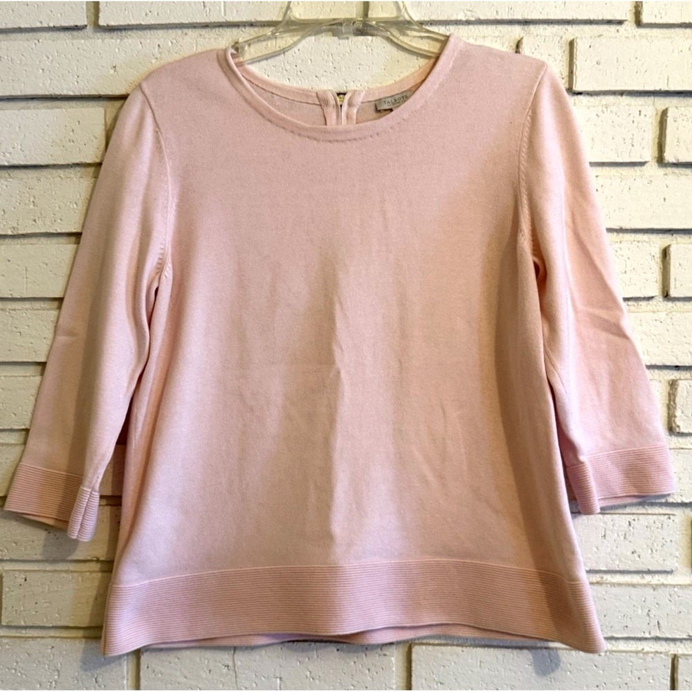 Talbots Pullover Sweater Womens Size Medium Petite- Pink 3/4 Sleeve Petite